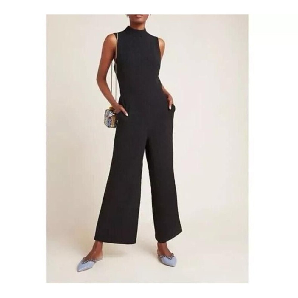 Anthropologie Eva Franco Charley Black Mock Neck Sleeveless Jumpsuit Size XL New